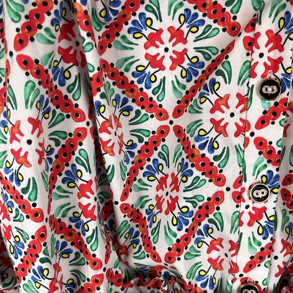 Caroline Constas Lorena Blouse Floral Tile Multi Colored, Off Shoulder, *Flaws* - Picture 7 of 16